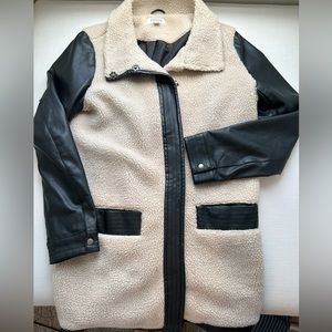 Sherpa and Faux Leather Coat